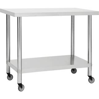 arbejdsbord med hjul til køkken 80x60x85 cm rustfrit stål