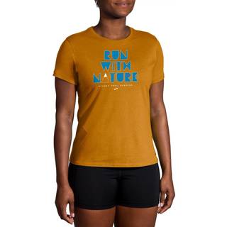 Brooks Distance T-shirt 2.0 til Damer - Str. L, Komfortabel & Hurtigttørrende, Orange