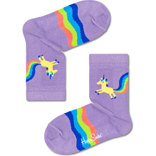Purple Kids Rainbow Tail Crew Sock - Purple, Yellow, Red, Blue, Green - 12-24 Months