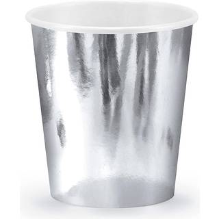 6 stk Papbæger metallic sølv 22cl