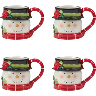 Certificeret International Holiday Magic Snowman 18 oz. Krus sæt på 4 4 tæller (pakke med 1) flerfarvet