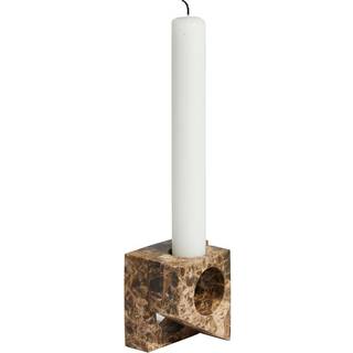 Woud Jeu de dés 2 lysholdere marmor Brun