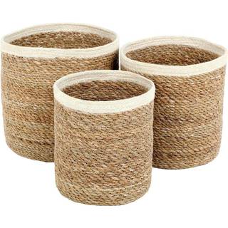 Dixie Emil opbevaringskurv 3-pak small Natur/Hvid