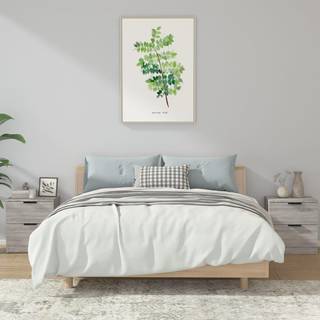 sengeborde 2 stk. konstrueret træ grå sonoma-eg