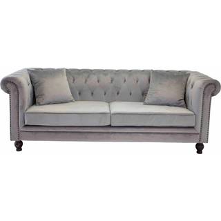 Velvet 3 personers Sofa  - Lysegrå og Natur