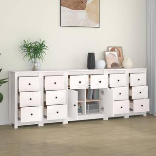 skænk 230x35x80 cm massivt fyrretræ hvid