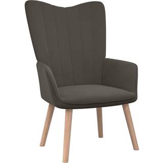 Lænestol Fløjl - Mørkegrå / Uden fodskammel