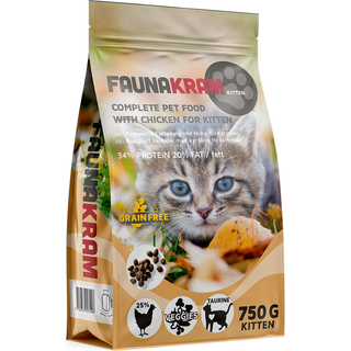 Faunakram - 750g dry food with chicken for kittens