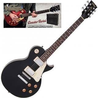 Vintage V10 Coaster Pack Gloss Black Elektrisk guitar