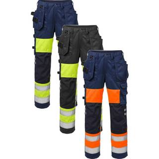 Fristads 111190 Hi Vis Håndværkerbukser dame kl.1 2129 / Arbejdsbukser Hi-Vis Gul/Sort 52
