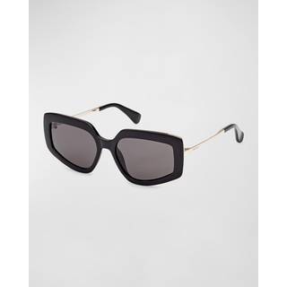 Max Mara Kvinde MM0069 DESIGN7 01A Solbriller Injiceret Sort Røg Geometrisk Normal