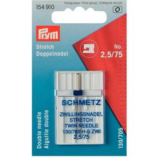 Doppel-Nähmaschinennadel 130/705 2,5mm Stretch Nr.75 - Silber