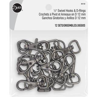 Dritz Swivel Hooks & D Rings 1/2in Gunmetal Bag & Tote Tilbehør 1/2 """" 12ct