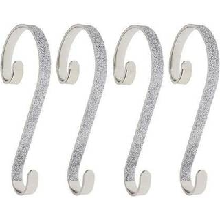 Haute Decor Stocking Ruls Stocking Hanger- 4 Pack Glitter (Silver) - Julestrømpeholder Set - For forskellige mantelstilarter og størrelser endnu