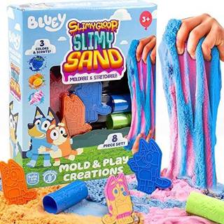 Horizon Group USA Bluey Slimygloop Slimy Sand Mold Play Creations 8-Piece Playset 3 Duftende farver Sensorisk aktivitet til b?rn i alderen 3 4 5