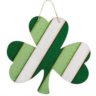 Levende gr?n shamrock h?ngende MDF -tegn med rebb?jle (13 """" x 14 """") - 1 pc. - Perfekt til indretningspartier og festligheder med irsk tema