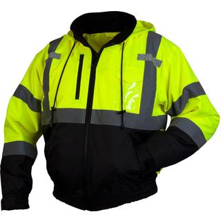 Pyramex RJ31 -serie Vandt?t klasse 3 Fleece Bomber Safety Jacket Lime Medium