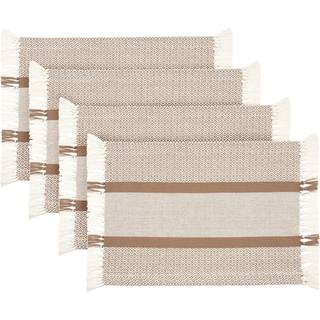 Placemats sæt med 4 vævet klud placemat sæt 14x19 i solbrune boho stedmåtter til køkken eller spisebord vaskbare bomuldsbordmåtter