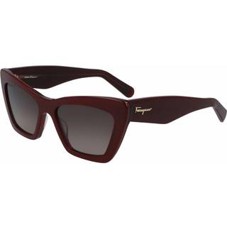 Ferragamo Kvinde SF929S 603 Solbriller Plast Bordeaux Grå Cat Eye Normal Skygge