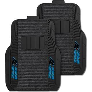 Fanmats 13801 Carolina Panthers 2-delt Deluxe-bilm?tte Set vinyltrim og farvet hold Logo Dual Rib Charcoal Carpet Trimmable kanter