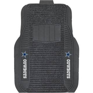 Fanmats 13497 Dallas Cowboys 2-delt Deluxe Car Mat Set Vinyl Trim og farvet hold Logo Dual Rib Charcoal Carpet Trimmable kanter