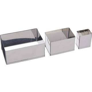 Ateco rektangulære dejudstikkere med rillede runde kanter i graduerede størrelser, glat kant - Professionelt bageværktøj af høj kvalitet