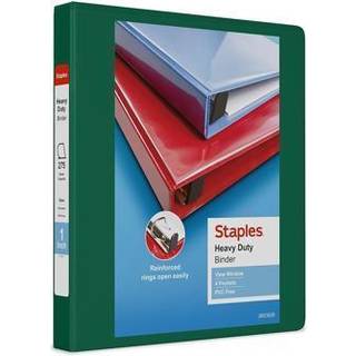 Staples 82708 Heavy Duty 1-tommer 3-ring View Binder Green (24670)