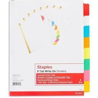 Staples 477150 Big Tab Writ-On Paper Dividers 8-Tab Multicolor 4/PK (13511/23179)