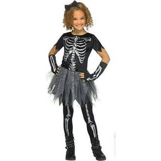 Silver Glitter Skelett Girl Kinderkostüm S / 4-6 J