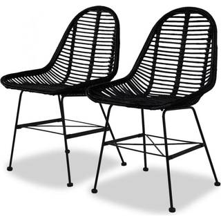 spisebordsstole 2 stk. naturligt rattan sort