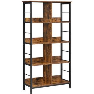 VASAGLE reol, bogreol, stigehylde 4-lags, 80 x 33 x 149 cm, brun og sort