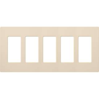 Lutron Claro 5 Gang Decorator/Rocker Wallplate Gloss Light Almond (1-Pack) | CW-5-LA