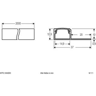 EVN APFL1 alu-fliseprofil, ensidet, 200cmx3,7cm