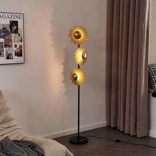 Lindby Senmia gulvlampe i guld, 3 lyskilder