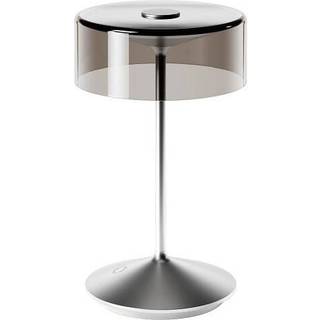 Numotion LED genopladelig bordlampe, sølv, glas, IP54, dæmpbar