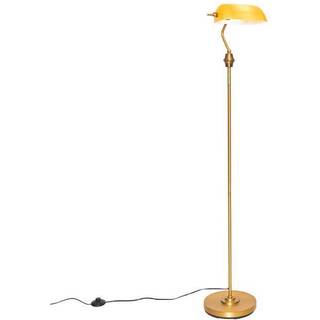 Klassisk notarius gulvlampe bronze med ravfarvet glas - Banker