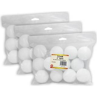 Hygloss Hyg51102-3 Styrofoam Balls 2-tommer hvid kvalitet PK-12 12/pakke 3 pakker/bundt