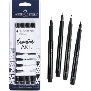 Faber -Castell Pitt Artist Pens Essential Set - 4 Black Markers Variety of Nibs