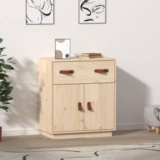 Skænk 65,5X40X75 Cm Massivt Fyrretræ - Naturfarvet