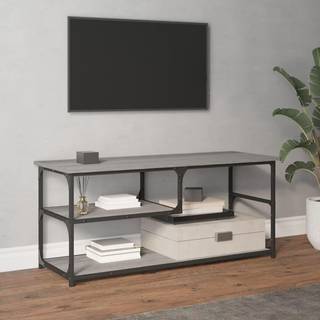 tv-bord 100x33x41 cm konstrueret træ og stål grå sonoma-eg