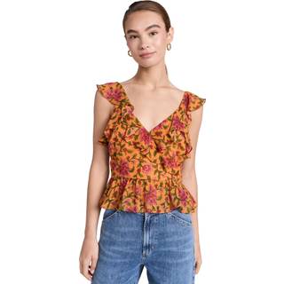 Veronica Beard Floral silk top - orange - 4 XS