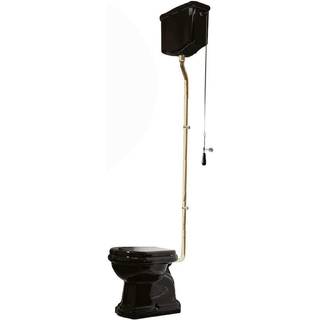 Lavabo Retro High toilet m/S-lås, Blank sort m/messing rør