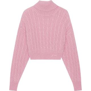 Ganni Cable-knit turtleneck mohair-blend sweater - pink - XL