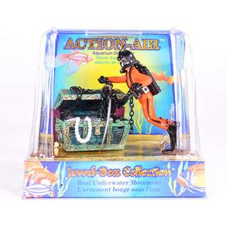 Penn-Plax Aquarium Decoration med bev?gelig skattekiste flydende dykker og boblehandling 4 tommer h?j