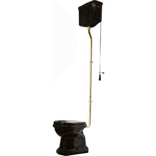 Lavabo Retro High toilet m/P-lås, Blank sort m/messing rør