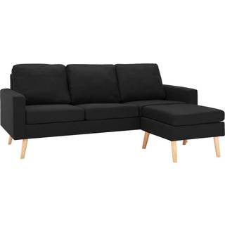 3-Personers Sofa Med Fodskammel Stof - Mørkegrå