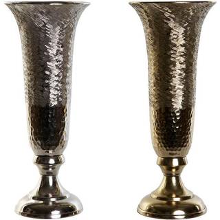 Vase DKD Home Decor Gylden Sølvfarvet Aluminium 13 x 13 x 33 cm (2 enheder)