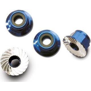 Traxxas 1747R Lock Nut Aluminium Flanged M4 Blue (4)