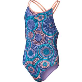 Speedo badedragt til piger - Printed Twinstrap - Mørkeblå/orange