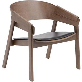 Muuto Cover Lænestol Læder Polstret Sort/Mørk Brun